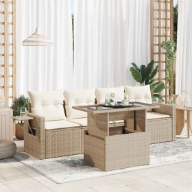 Juego de sofás jardín con cojines 5 pzas ratán sintético beige de , Conjuntos de jardín - Ref: Foro24-3326399, Precio: 428,78...
