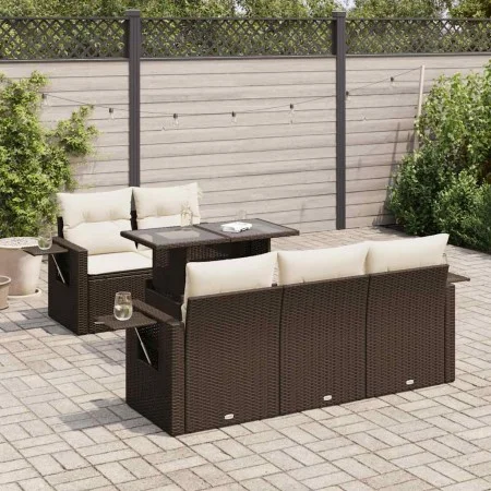 Set sofás de jardín 6 piezas y cojines ratán sintético marrón by , Garden sets - Ref: Foro24-3326414, Price: 496,92 €, Discou...