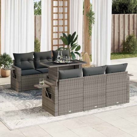 Set de sofás de jardín 7 pzas con cojines ratán sintético gris by , Garden sets - Ref: Foro24-3326421, Price: 538,52 €, Disco...