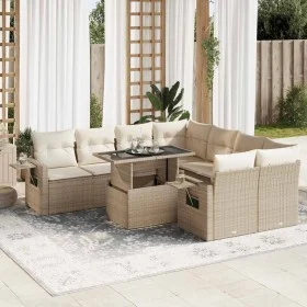 Set de sofás de jardín con cojines 9 pzas ratán sintético beige by , Garden sets - Ref: Foro24-3326449, Price: 699,28 €, Disc...