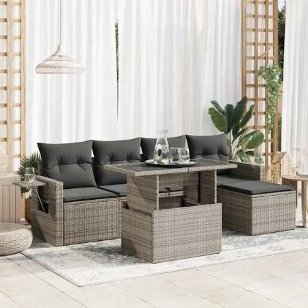 Set de muebles de jardín 6 pzas y cojines ratán sintético gris von , Gartensets - Ref: Foro24-3326461, Preis: 410,59 €, Rabat...