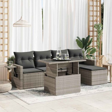 Set de muebles de jardín 6 pzas y cojines ratán sintético gris by , Garden sets - Ref: Foro24-3326461, Price: 416,40 €, Disco...