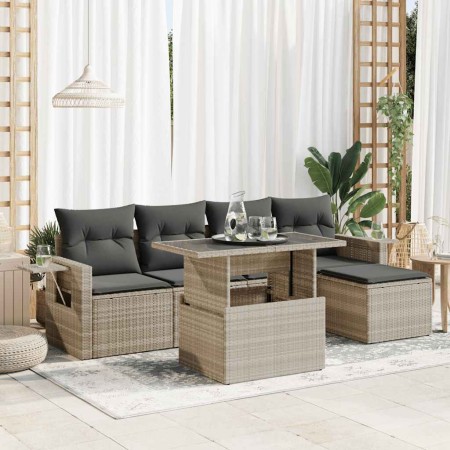 Set de sofás de jardín 6 pzas y cojines ratán sintético gris by , Garden sets - Ref: Foro24-3326463, Price: 425,80 €, Discoun...