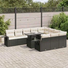 Set de sofás de jardín 11 pzas y cojines ratán sintético negro by , Garden sets - Ref: Foro24-3326547, Price: 737,36 €, Disco...