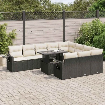 Set de sofás de jardín 11 pzas y cojines ratán sintético negro de , Conjuntos de jardín - Ref: Foro24-3326547, Precio: 737,10...