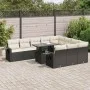 Set de sofás de jardín 11 pzas y cojines ratán sintético negro de , Conjuntos de jardín - Ref: Foro24-3326547, Precio: 737,10...