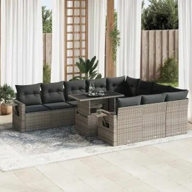 Set de sofás de jardín 11 pzas y cojines ratán sintético gris by , Garden sets - Ref: Foro24-3326551, Price: 761,86 €, Discou...