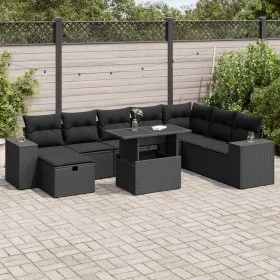 Set de sofás de jardín con cojines 9 pzas ratán sintético negro von , Gartensets - Ref: Foro24-3327955, Preis: 627,53 €, Raba...