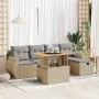 Set sofás jardín y cojines 6 pzas ratán sintético acacia beige by , Garden sets - Ref: Foro24-3328053, Price: 424,59 €, Disco...