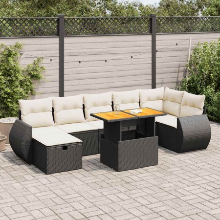 Set sofás jardín y cojines 5 pzas ratán sintético acacia negro by , Garden sets - Ref: Foro24-3328064, Price: 526,97 €, Disco...