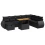 Set sofás jardín y cojines 9 pzas ratán sintético acacia negro by , Garden sets - Ref: Foro24-3328070, Price: 603,32 €, Disco...