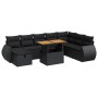 Set sofás jardín y cojines 9 pzas ratán sintético acacia negro von , Gartensets - Ref: Foro24-3328070, Preis: 621,69 €, Rabat...