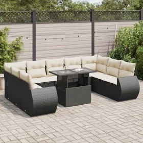 Set de sofás de jardín y cojines 10 pzas ratán sintético negro by , Garden sets - Ref: Foro24-3326697, Price: 719,16 €, Disco...