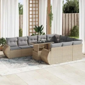 Set de sofás de jardín 11pzas con cojines ratán sintético beige by , Garden sets - Ref: Foro24-3326710, Price: 778,27 €, Disc...