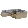 Set de sofás de jardín 11pzas con cojines ratán sintético beige by , Garden sets - Ref: Foro24-3326710, Price: 778,27 €, Disc...