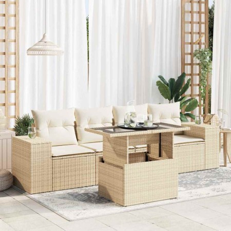 Juego de sofás jardín con cojines 5 pzas ratán sintético beige by , Garden sets - Ref: Foro24-3326719, Price: 443,15 €, Disco...