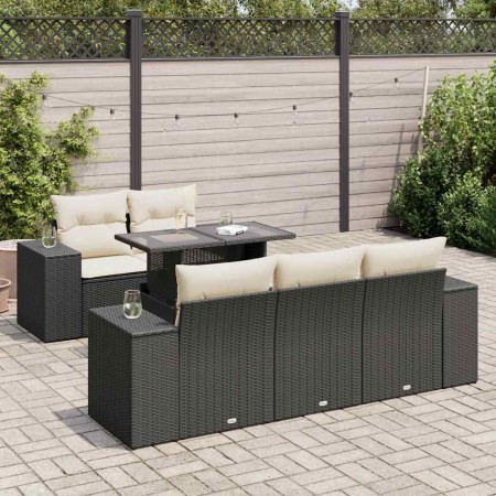 Set de sofás de jardín 6 piezas y cojines ratán sintético negro by , Garden sets - Ref: Foro24-3326727, Price: 472,84 €, Disc...