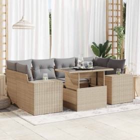 Set sofás de jardín 7 piezas y cojines ratán sintético beige de , Conjuntos de jardín - Ref: Foro24-3326750, Precio: 552,00 €...