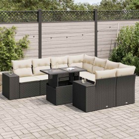 Set de sofás de jardín con cojines 9 pzas ratán sintético negro de , Conjuntos de jardín - Ref: Foro24-3326767, Precio: 606,4...