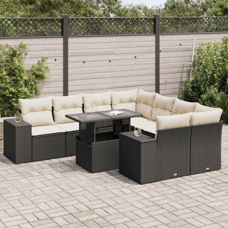 Set de sofás de jardín con cojines 9 pzas ratán sintético negro by , Garden sets - Ref: Foro24-3326767, Price: 606,48 €, Disc...