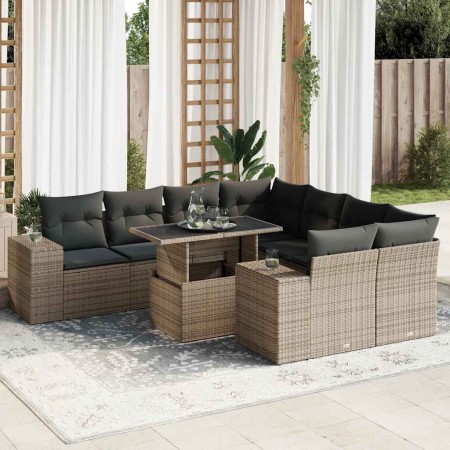 Set de sofás de jardín con cojines 9 pzas ratán sintético gris by , Garden sets - Ref: Foro24-3326771, Price: 619,37 €, Disco...