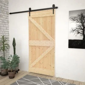Schiebetür mit Beschlägen aus massivem Kiefernholz 90x210 cm von vidaXL, Türen - Ref: Foro24-3057494, Preis: 185,74 €, Rabatt: %