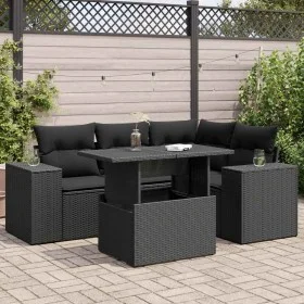 Set de muebles de jardín 5 pzas y cojines ratán sintético negro by , Garden sets - Ref: Foro24-3326786, Price: 414,81 €, Disc...