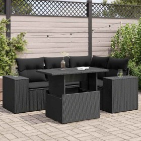 Set de muebles de jardín 5 pzas y cojines ratán sintético negro von , Gartensets - Ref: Foro24-3326786, Preis: 416,16 €, Raba...