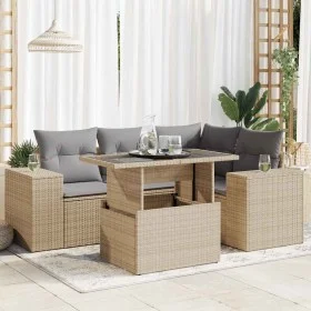 Juego de sofás jardín con cojines 5 pzas ratán sintético beige by , Garden sets - Ref: Foro24-3326790, Price: 427,37 €, Disco...