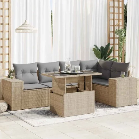 Juego de sofás jardín con cojines 6 pzas ratán sintético beige von , Gartensets - Ref: Foro24-3326800, Preis: 476,38 €, Rabat...