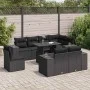 Set de sofás de jardín con cojines 9 pzas ratán sintético negro by , Garden sets - Ref: Foro24-3326816, Price: 685,76 €, Disc...