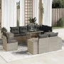 Set muebles jardín 9 pzas y cojines ratán sintético gris claro de , Conjuntos de jardín - Ref: Foro24-3326823, Precio: 765,08...