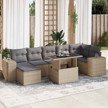 Set de sofás de jardín y cojines 8 piezas ratán sintético beige by , Garden sets - Ref: Foro24-3326840, Price: 568,17 €, Disc...