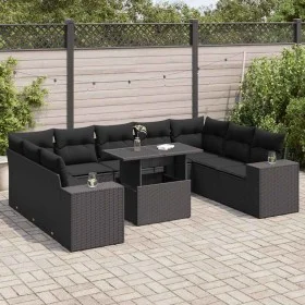 Set de sofás de jardín y cojines 10 pzas ratán sintético negro by , Garden sets - Ref: Foro24-3326856, Price: 711,76 €, Disco...