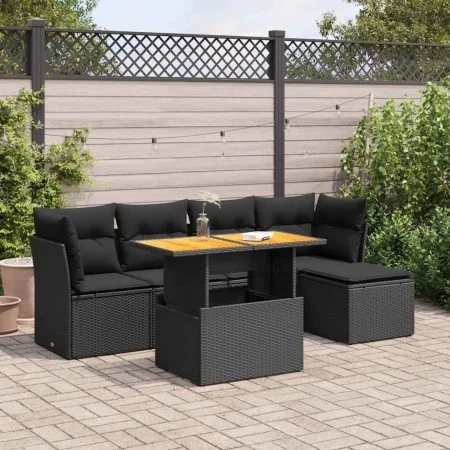 Set de sofás de jardín 6 piezas y cojines ratán sintético negro by , Garden sets - Ref: Foro24-3326911, Price: 406,31 €, Disc...