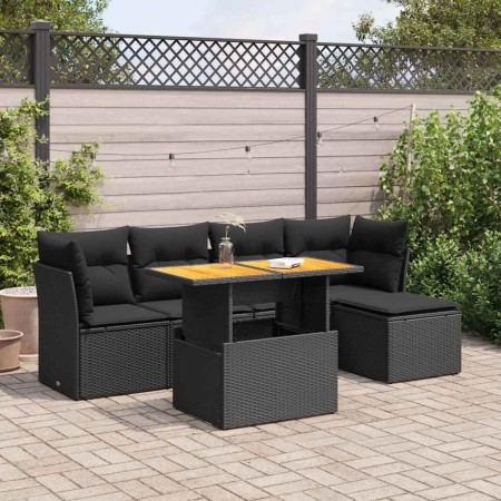 Set de sofás de jardín 6 piezas y cojines ratán sintético negro von , Gartensets - Ref: Foro24-3326911, Preis: 422,81 €, Raba...