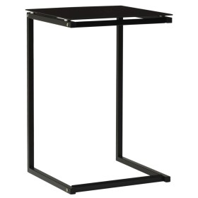 Mesa auxiliar de vidrio templado negro 40x40x60 cm