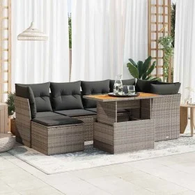 Set de sofás de jardín 7 pzas con cojines ratán sintético gris by , Garden sets - Ref: Foro24-3326951, Price: 459,40 €, Disco...