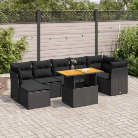 Set de sofás de jardín y cojines 8 piezas ratán sintético negro by , Garden sets - Ref: Foro24-3326953, Price: 525,67 €, Disc...