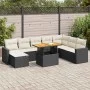 Set de sofás de jardín con cojines 9 pzas ratán sintético negro by , Garden sets - Ref: Foro24-3327073, Price: 554,83 €, Disc...