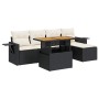 Set de sofás de jardín 6 piezas y cojines ratán sintético negro by , Garden sets - Ref: Foro24-3327136, Price: 395,85 €, Disc...