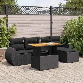 Set de sofás de jardín 6 piezas y cojines ratán sintético negro by , Garden sets - Ref: Foro24-3327247, Price: 417,58 €, Disc...