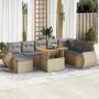 Set de sofás de jardín con cojines 9 pzas ratán sintético beige von , Gartensets - Ref: Foro24-3327300, Preis: 603,60 €, Raba...