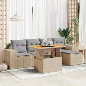 Juego de sofás jardín con cojines 6 pzas ratán sintético beige by , Garden sets - Ref: Foro24-3327363, Price: 447,98 €, Disco...