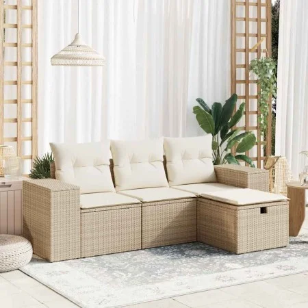 Juego de sofás jardín con cojines 4 pzas ratán sintético beige von , Gartensets - Ref: Foro24-3325654, Preis: 346,70 €, Rabat...