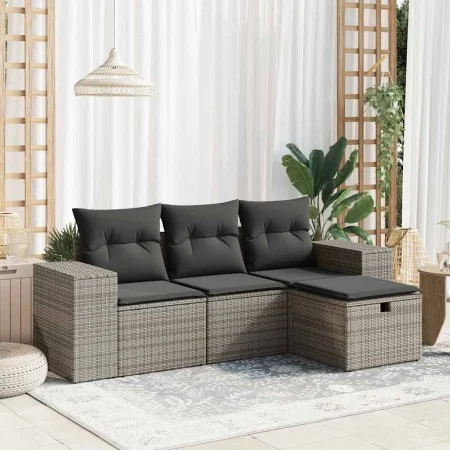 Set de sofás de jardín 4 pzas y cojines ratán sintético gris by , Garden sets - Ref: Foro24-3325656, Price: 273,06 €, Discoun...