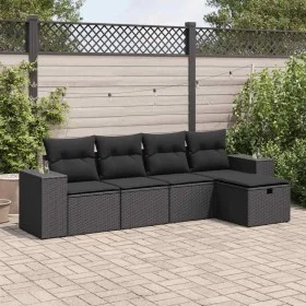 Set de muebles de jardín 5 pzas y cojines ratán sintético negro von , Gartensets - Ref: Foro24-3325661, Preis: 346,18 €, Raba...