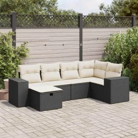 Set de sofás de jardín 6 piezas y cojines ratán sintético negro von , Gartensets - Ref: Foro24-3325682, Preis: 394,19 €, Raba...
