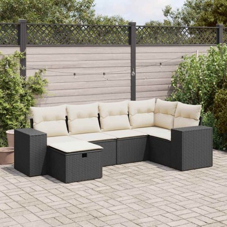 Set de sofás de jardín 6 piezas y cojines ratán sintético negro von , Gartensets - Ref: Foro24-3325682, Preis: 393,33 €, Raba...