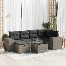 Set de sofás de jardín 7 pzas con cojines ratán sintético gris by , Garden sets - Ref: Foro24-3325696, Price: 445,84 €, Disco...